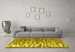 Machine Washable Abstract Yellow Contemporary Rug in a Living Room, wshcon2259yw