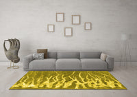 Machine Washable Abstract Yellow Contemporary Rug, wshcon2259yw