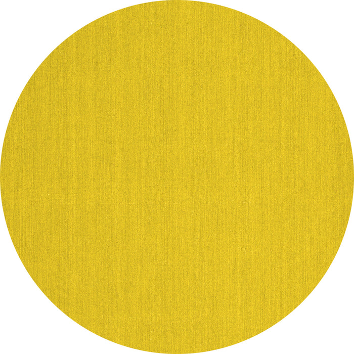 Round Machine Washable Solid Yellow Modern Rug, wshcon225yw