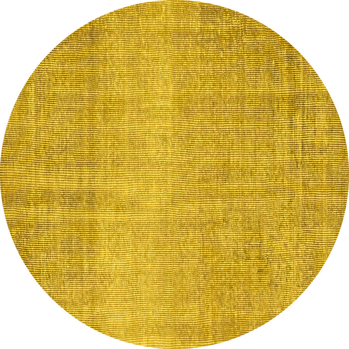 Round Machine Washable Abstract Yellow Contemporary Rug, wshcon2260yw