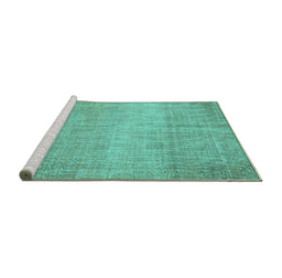 Sideview of Machine Washable Abstract Turquoise Contemporary Area Rugs, wshcon2260turq