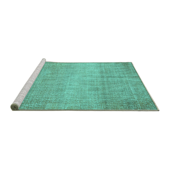Sideview of Machine Washable Abstract Turquoise Contemporary Area Rugs, wshcon2260turq