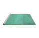 Sideview of Machine Washable Abstract Turquoise Contemporary Area Rugs, wshcon2260turq