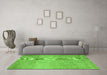 Machine Washable Abstract Green Contemporary Area Rugs in a Living Room,, wshcon2260grn