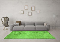 Machine Washable Abstract Green Contemporary Rug, wshcon2260grn