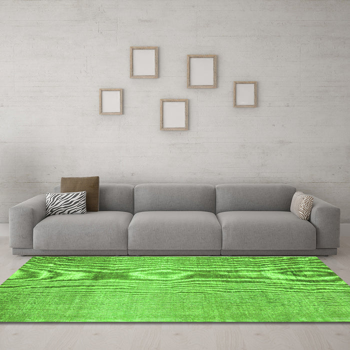 Machine Washable Abstract Green Contemporary Area Rugs in a Living Room,, wshcon2260grn