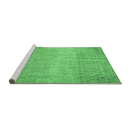 Sideview of Machine Washable Abstract Emerald Green Contemporary Area Rugs, wshcon2260emgrn