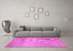 Machine Washable Abstract Pink Contemporary Rug in a Living Room, wshcon2260pnk