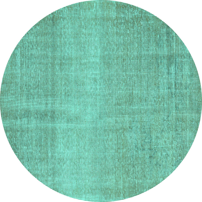 Round Abstract Turquoise Contemporary Rug, con2260turq