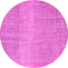 Round Machine Washable Abstract Pink Contemporary Rug, wshcon2260pnk