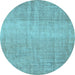 Round Machine Washable Abstract Light Blue Contemporary Rug, wshcon2260lblu