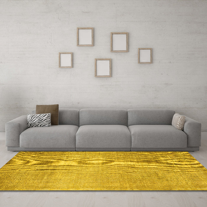 Machine Washable Abstract Yellow Contemporary Rug in a Living Room, wshcon2260yw