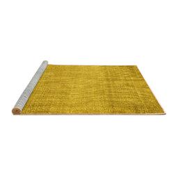 Sideview of Machine Washable Abstract Yellow Contemporary Rug, wshcon2260yw