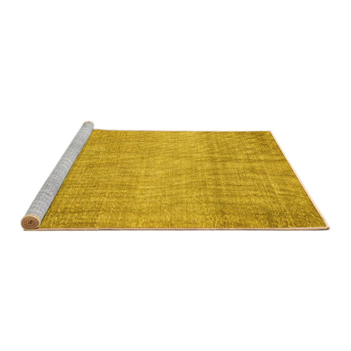 Sideview of Machine Washable Abstract Yellow Contemporary Rug, wshcon2260yw