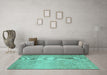 Machine Washable Abstract Turquoise Contemporary Area Rugs in a Living Room,, wshcon2260turq