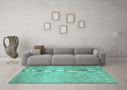 Machine Washable Abstract Turquoise Contemporary Area Rugs in a Living Room,, wshcon2260turq
