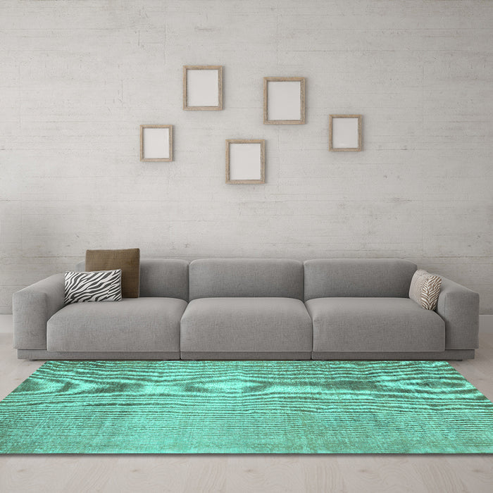 Machine Washable Abstract Turquoise Contemporary Area Rugs in a Living Room,, wshcon2260turq