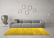 Machine Washable Solid Yellow Modern Rug in a Living Room, wshcon2261yw