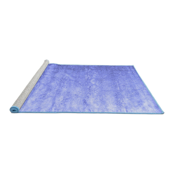 Sideview of Machine Washable Solid Blue Modern Rug, wshcon2261blu