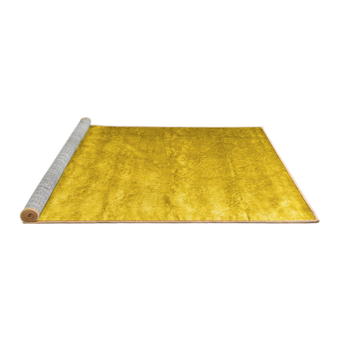 Sideview of Machine Washable Solid Yellow Modern Rug, wshcon2261yw