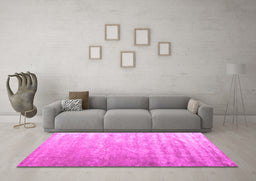 Machine Washable Solid Pink Modern Rug in a Living Room, wshcon2261pnk