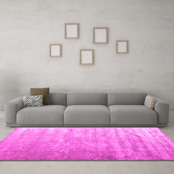 Machine Washable Solid Pink Modern Rug in a Living Room, wshcon2261pnk