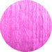 Round Machine Washable Solid Pink Modern Rug, wshcon2261pnk