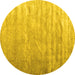 Round Machine Washable Solid Yellow Modern Rug, wshcon2261yw