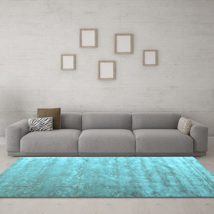Machine Washable Solid Light Blue Modern Rug in a Living Room, wshcon2261lblu