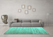 Machine Washable Solid Turquoise Modern Area Rugs in a Living Room,, wshcon2261turq