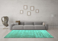 Machine Washable Solid Turquoise Modern Rug, wshcon2261turq