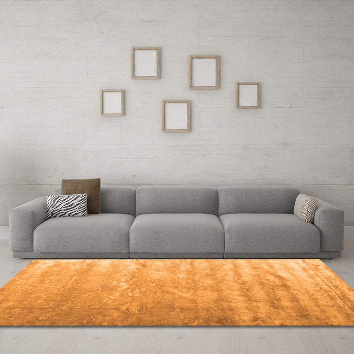 Machine Washable Solid Orange Modern Area Rugs in a Living Room, wshcon2261org