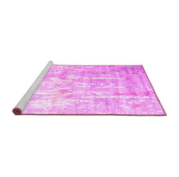 Sideview of Machine Washable Abstract Pink Contemporary Rug, wshcon2262pnk