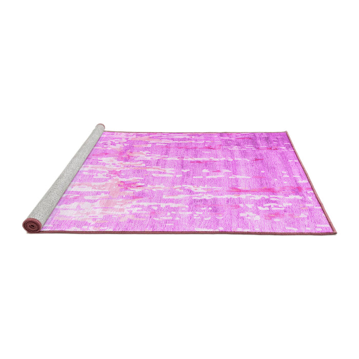 Sideview of Machine Washable Abstract Pink Contemporary Rug, wshcon2262pnk