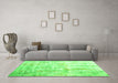 Machine Washable Abstract Green Contemporary Area Rugs in a Living Room,, wshcon2262grn