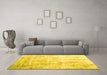 Machine Washable Abstract Yellow Contemporary Rug in a Living Room, wshcon2262yw