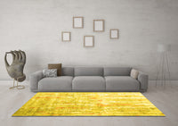 Machine Washable Abstract Yellow Contemporary Rug, wshcon2262yw