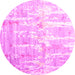 Round Machine Washable Abstract Pink Contemporary Rug, wshcon2262pnk