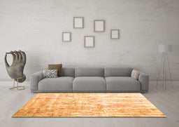 Machine Washable Abstract Orange Contemporary Area Rugs in a Living Room, wshcon2262org