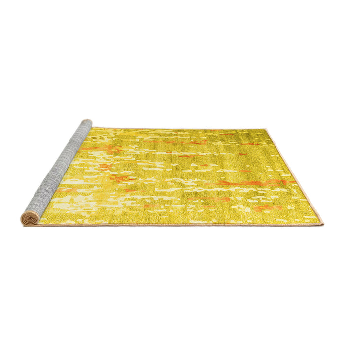 Sideview of Machine Washable Abstract Yellow Contemporary Rug, wshcon2262yw
