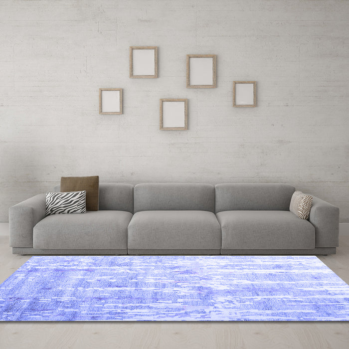 Machine Washable Abstract Blue Contemporary Rug in a Living Room, wshcon2262blu