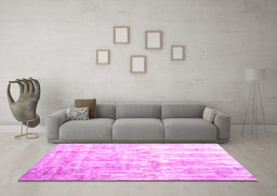 Machine Washable Abstract Pink Contemporary Rug in a Living Room, wshcon2262pnk