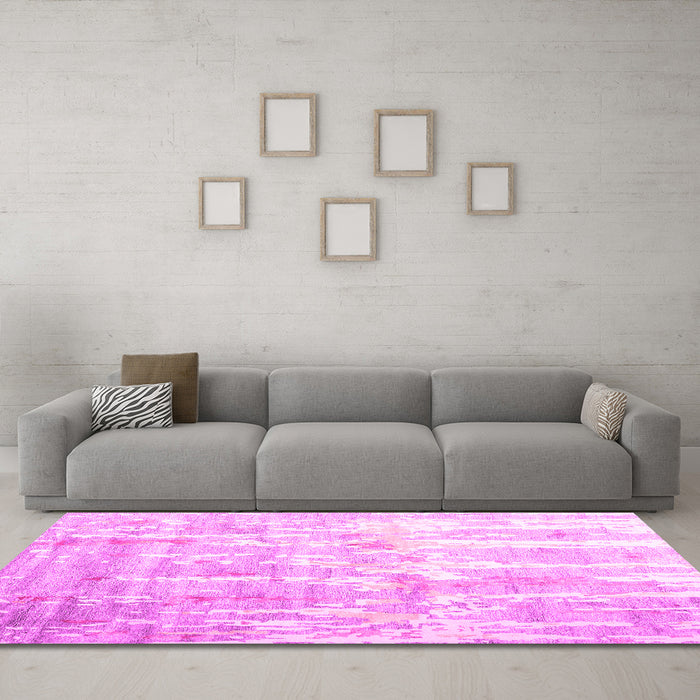 Machine Washable Abstract Pink Contemporary Rug in a Living Room, wshcon2262pnk