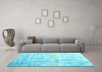 Machine Washable Abstract Light Blue Contemporary Rug, wshcon2262lblu