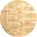 Round Abstract Brown Contemporary Rug, con2262brn