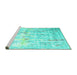 Sideview of Machine Washable Abstract Turquoise Contemporary Area Rugs, wshcon2262turq