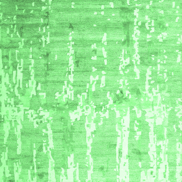 Square Machine Washable Abstract Emerald Green Contemporary Area Rugs, wshcon2262emgrn