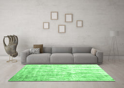 Machine Washable Abstract Emerald Green Contemporary Area Rugs in a Living Room,, wshcon2262emgrn