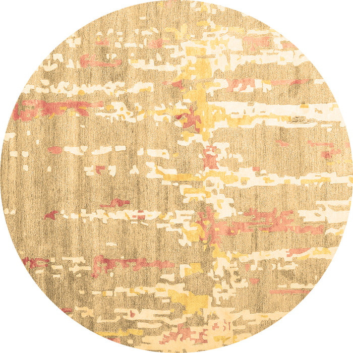 Round Machine Washable Abstract Brown Contemporary Rug, wshcon2262brn