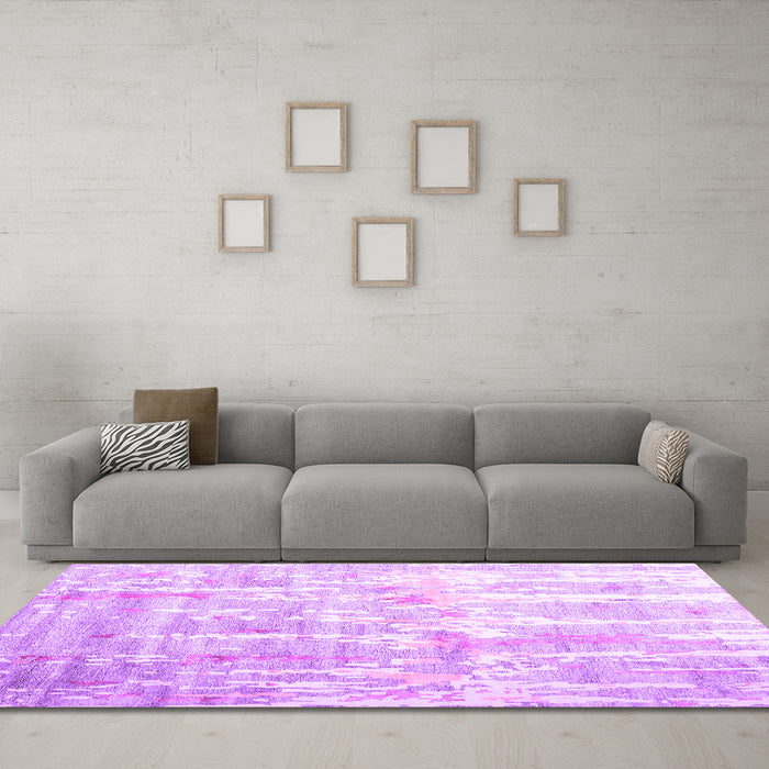 Machine Washable Abstract Purple Contemporary Area Rugs in a Living Room, wshcon2262pur